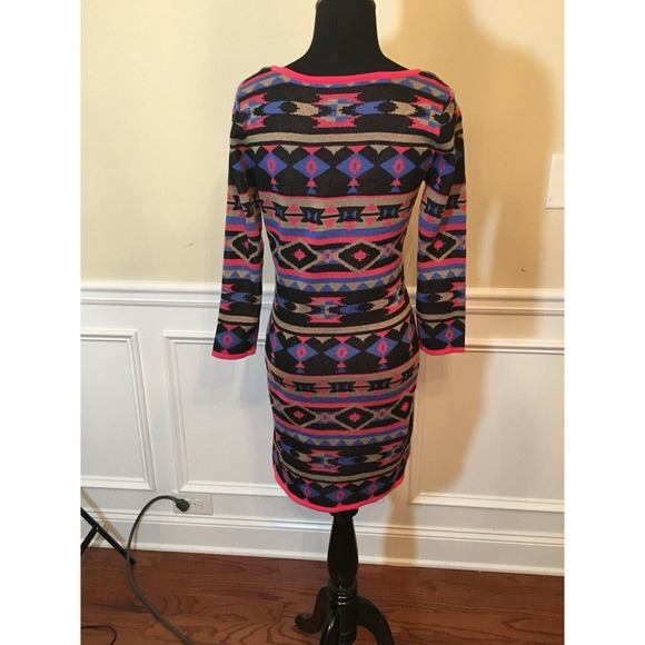 FLYING TOMATO Aztec Tribal Print Long Sleeves Mini Dress Size M - Picture 9 of 11